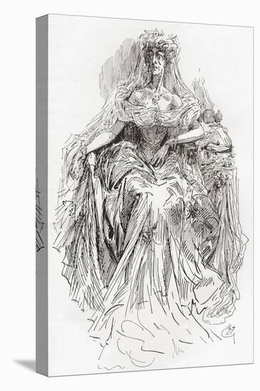 Miss Havisham. Illustration by Harry Furniss for the Charles Dickens Novel Great Expectations-null-Stretched Canvas