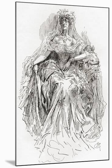 Miss Havisham. Illustration by Harry Furniss for the Charles Dickens Novel Great Expectations-null-Mounted Premium Giclee Print