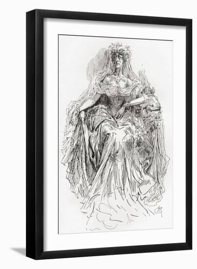 Miss Havisham. Illustration by Harry Furniss for the Charles Dickens Novel Great Expectations-null-Framed Premium Giclee Print