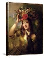 Miss Lewis as a Flower Girl-William Etty-Stretched Canvas