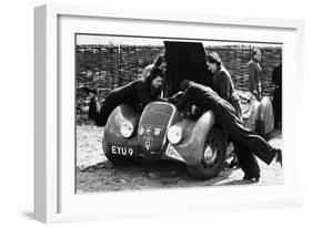 Miss Md Patten Looking at the Engine of a 1938 Peugeot 402 Special Sport, Rac Rally, 1939-null-Framed Photographic Print