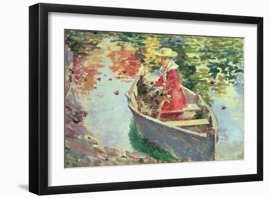 Miss Motes and Her Dog Shep, 1893-Theodore Robinson-Framed Giclee Print