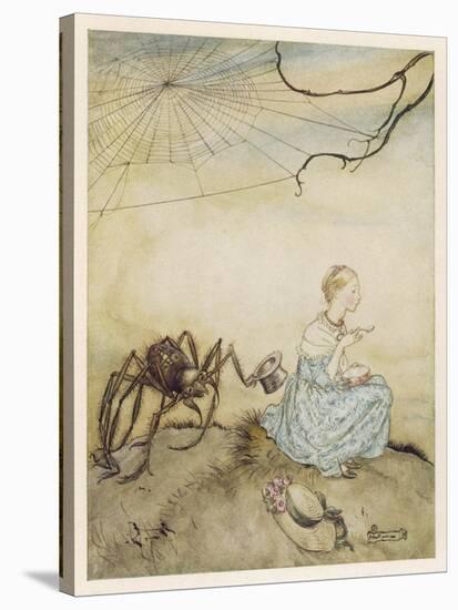 Miss Muffet, Mother Goose-Arthur Rackham-Stretched Canvas