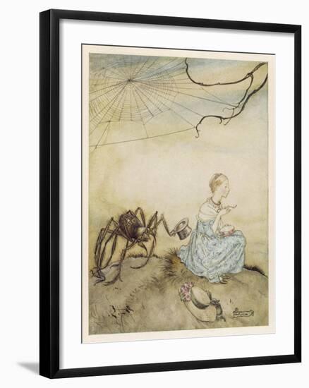 Miss Muffet, Mother Goose-Arthur Rackham-Framed Art Print