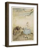 Miss Muffet, Mother Goose-Arthur Rackham-Framed Art Print