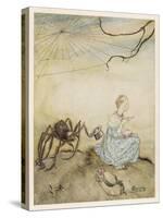 Miss Muffet, Mother Goose-Arthur Rackham-Stretched Canvas