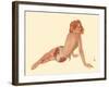 Miss October 1944 - Vintage Pin Up Calendar Girl-Alberto Vargas-Framed Art Print