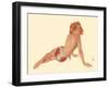 Miss October 1944 - Vintage Pin Up Calendar Girl-Alberto Vargas-Framed Art Print