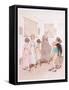 Miss Phoebe Is Giving a Dancing Lesson to Half a Dozen Pupils, and Is Doing Her Very Best-Hugh Thomson-Framed Stretched Canvas