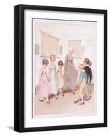 Miss Phoebe Is Giving a Dancing Lesson to Half a Dozen Pupils, and Is Doing Her Very Best-Hugh Thomson-Framed Giclee Print