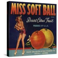 Miss Soft Ball Brand - Phoenix, Arizona - Citrus Crate Label-Lantern Press-Stretched Canvas