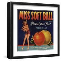 Miss Soft Ball Brand - Phoenix, Arizona - Citrus Crate Label-Lantern Press-Framed Art Print