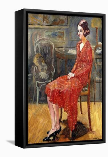 Miss Suzanne, Sitting; Mademoiselle Suzanne, Assise, 1928 (Oil on Canvas)-Louis Valtat-Framed Stretched Canvas