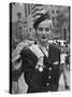 Miss Sweden Anita Ekberg Wearing Hostess Hat for Scandinavian Airlines Designed by Mr. John-Lisa Larsen-Stretched Canvas