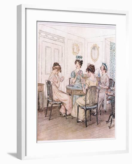 Miss Willoughby: We Shall Probably Spend the Evening Here with Miss Susan at the Card Table-Hugh Thomson-Framed Giclee Print