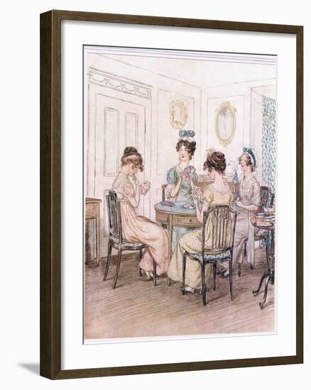 Miss Willoughby: We Shall Probably Spend the Evening Here with Miss Susan at the Card Table-Hugh Thomson-Framed Giclee Print