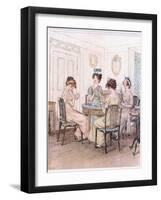 Miss Willoughby: We Shall Probably Spend the Evening Here with Miss Susan at the Card Table-Hugh Thomson-Framed Giclee Print