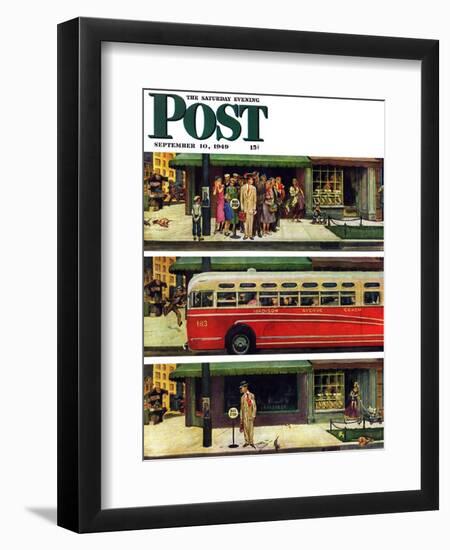 "Missed the Bus," Saturday Evening Post Cover, September 10, 1949-Thornton Utz-Framed Premium Giclee Print