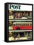 "Missed the Bus," Saturday Evening Post Cover, September 10, 1949-Thornton Utz-Framed Stretched Canvas