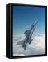 Missile-Armed Us F-16 Fighter Aircraft in Flight, Climbing Above Clouds-null-Framed Stretched Canvas