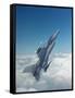 Missile-Armed Us F-16 Fighter Aircraft in Flight, Climbing Above Clouds-null-Framed Stretched Canvas