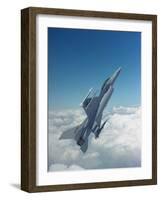 Missile-Armed Us F-16 Fighter Aircraft in Flight, Climbing Above Clouds-null-Framed Photographic Print