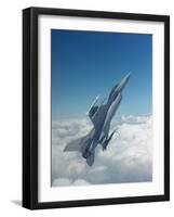 Missile-Armed Us F-16 Fighter Aircraft in Flight, Climbing Above Clouds-null-Framed Photographic Print