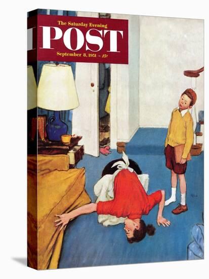 "Missing Shoe" Saturday Evening Post Cover, September 8, 1951-Jack Welch-Stretched Canvas