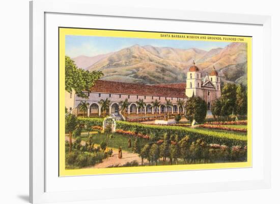 Mission and Grounds, Santa Barbara, California-null-Framed Art Print