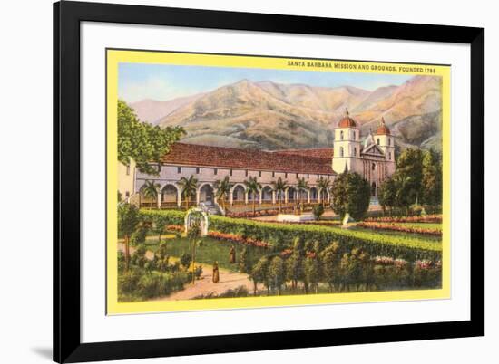 Mission and Grounds, Santa Barbara, California-null-Framed Art Print