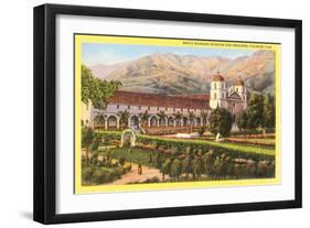 Mission and Grounds, Santa Barbara, California-null-Framed Art Print