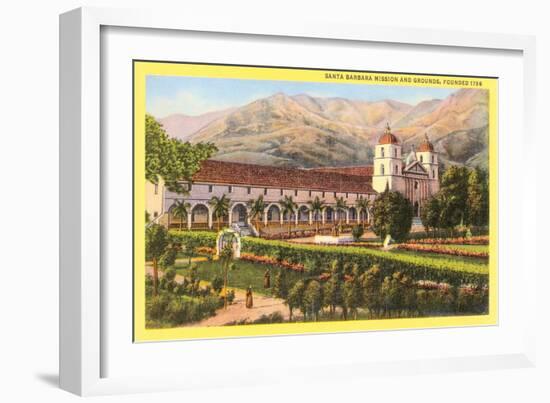 Mission and Grounds, Santa Barbara, California-null-Framed Art Print