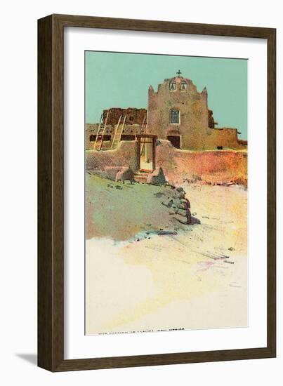 Mission at Laguna Pueblo, New Mexico-null-Framed Art Print