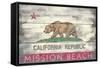 Mission Beach, California - Barnwood State Flag-Lantern Press-Framed Stretched Canvas