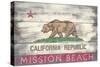 Mission Beach, California - Barnwood State Flag-Lantern Press-Stretched Canvas