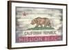 Mission Beach, California - Barnwood State Flag-Lantern Press-Framed Art Print