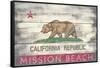 Mission Beach, California - Barnwood State Flag-Lantern Press-Framed Stretched Canvas