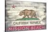 Mission Beach, California - Barnwood State Flag-Lantern Press-Stretched Canvas