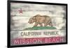 Mission Beach, California - Barnwood State Flag-Lantern Press-Framed Art Print