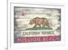 Mission Beach, California - Barnwood State Flag-Lantern Press-Framed Premium Giclee Print