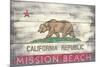 Mission Beach, California - Barnwood State Flag-Lantern Press-Mounted Premium Giclee Print