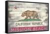 Mission Beach, California - Barnwood State Flag-Lantern Press-Framed Stretched Canvas