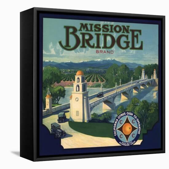 Mission Bridge Brand - Riverside, California - Citrus Crate Label-Lantern Press-Framed Stretched Canvas