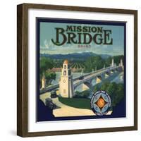 Mission Bridge Brand - Riverside, California - Citrus Crate Label-Lantern Press-Framed Art Print