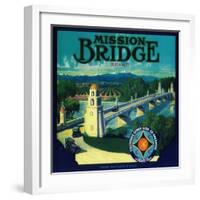 Mission Bridge Orange Label - Riverside, CA-Lantern Press-Framed Art Print