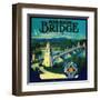 Mission Bridge Orange Label - Riverside, CA-Lantern Press-Framed Art Print