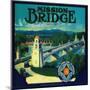Mission Bridge Orange Label - Riverside, CA-Lantern Press-Mounted Art Print