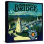 Mission Bridge Orange Label - Riverside, CA-Lantern Press-Stretched Canvas