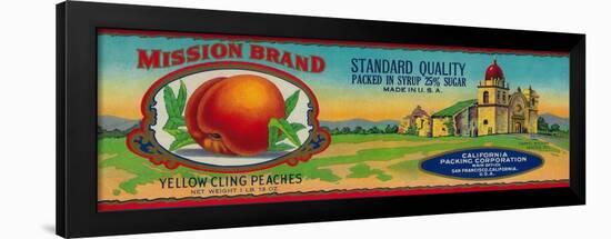 Mission Peach Label - San Francisco, CA-Lantern Press-Framed Art Print