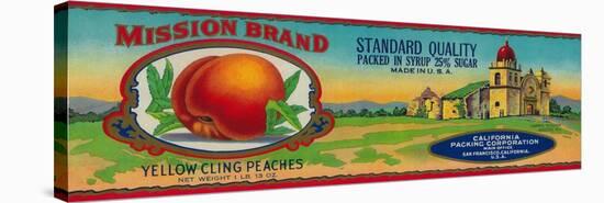 Mission Peach Label - San Francisco, CA-Lantern Press-Stretched Canvas